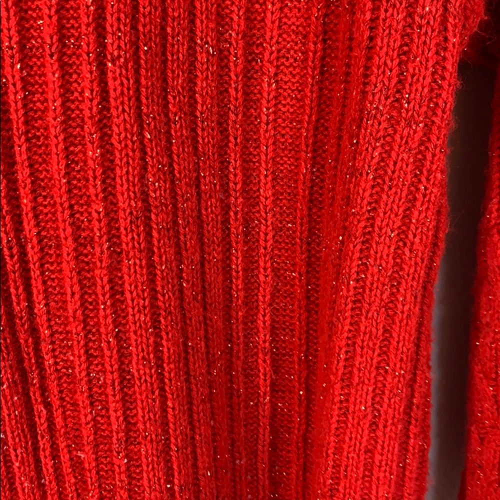 Vintage DVF cable knit red glitter sweater M Diane von furstenberg - Picture 7 of 7